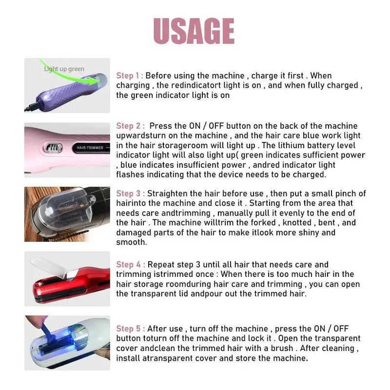 1 Pc Automatic Electric Hair Clipper, 2 in 1 Hair Edge Control Multi-Functional Type C Rechargeable Hair Split End Clipper