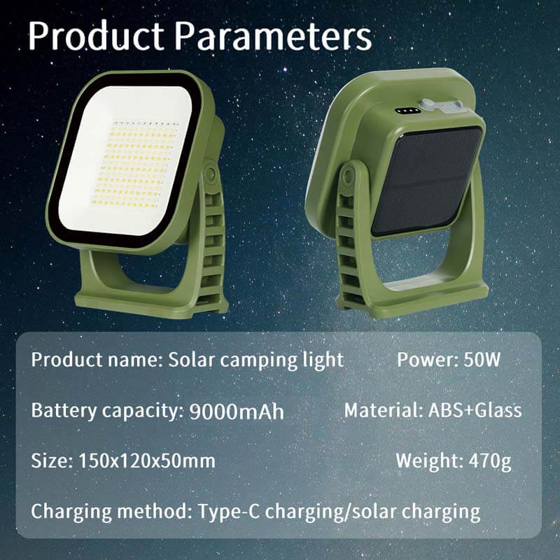 80W LED Solar Campinglampe med Magnet & Zoom
