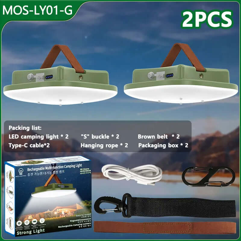 80W LED Solar Campinglampe med Magnet & Zoom