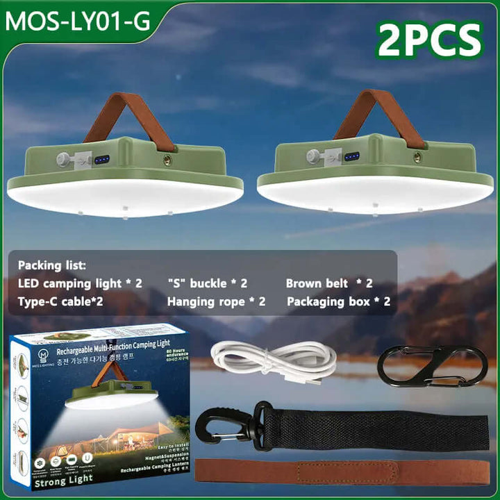80W LED Solar Campinglampe med Magnet & Zoom