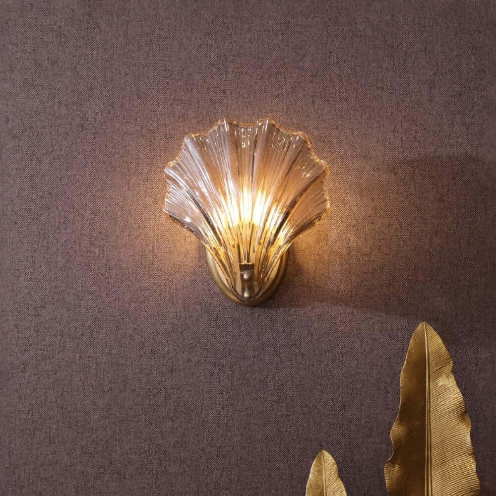 Musling Væglampe i Messing & Glas