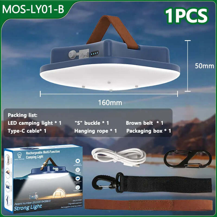 80W LED Solar Campinglampe med Magnet & Zoom