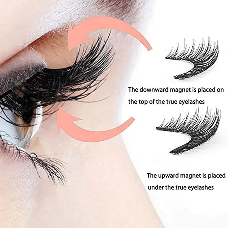 1 Pair Magnetic False Eyelashes 3D Makeup Eyelash Extension Tool Eyelash Tweezers Cosmetics Natural Mink Fake Lashes No Glue