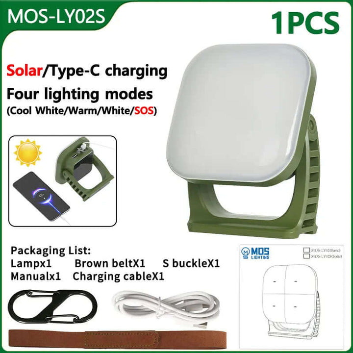 80W LED Solar Campinglampe med Magnet & Zoom