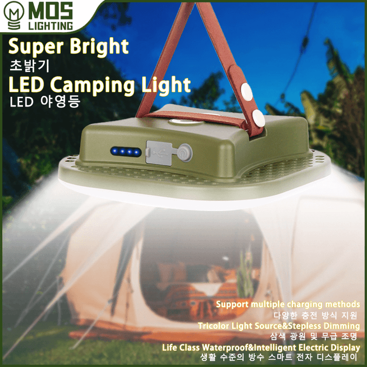80W LED Solar Campinglampe med Magnet & Zoom