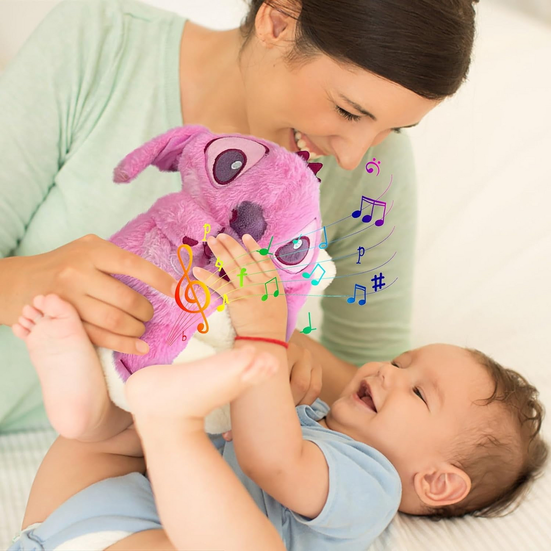 Stitch plyslegetøj med lys og musik til beroligende søvn og Disney-fans.