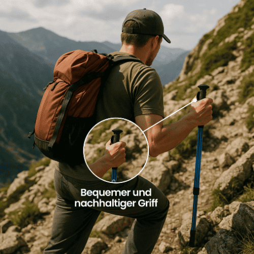 Justerbare aluminium vandrestave, kompakte og foldbare, giver stabilitet og komfort til trekking og vandreture.